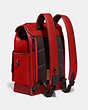 COACH®,LEAGUE FLAP BACKPACK IN COLORBLOCK,Refined Calf Leather,X-Large,Sport Red/Cherry,Angle View