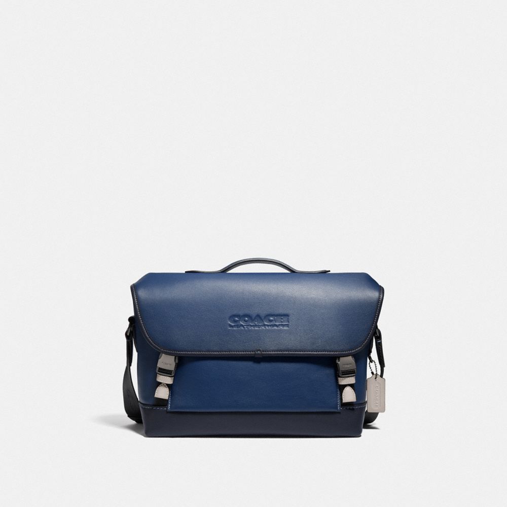COACH®,LEAGUE BIKE BAG,Medium,Black Copper/Deep Blue Multi,Front View