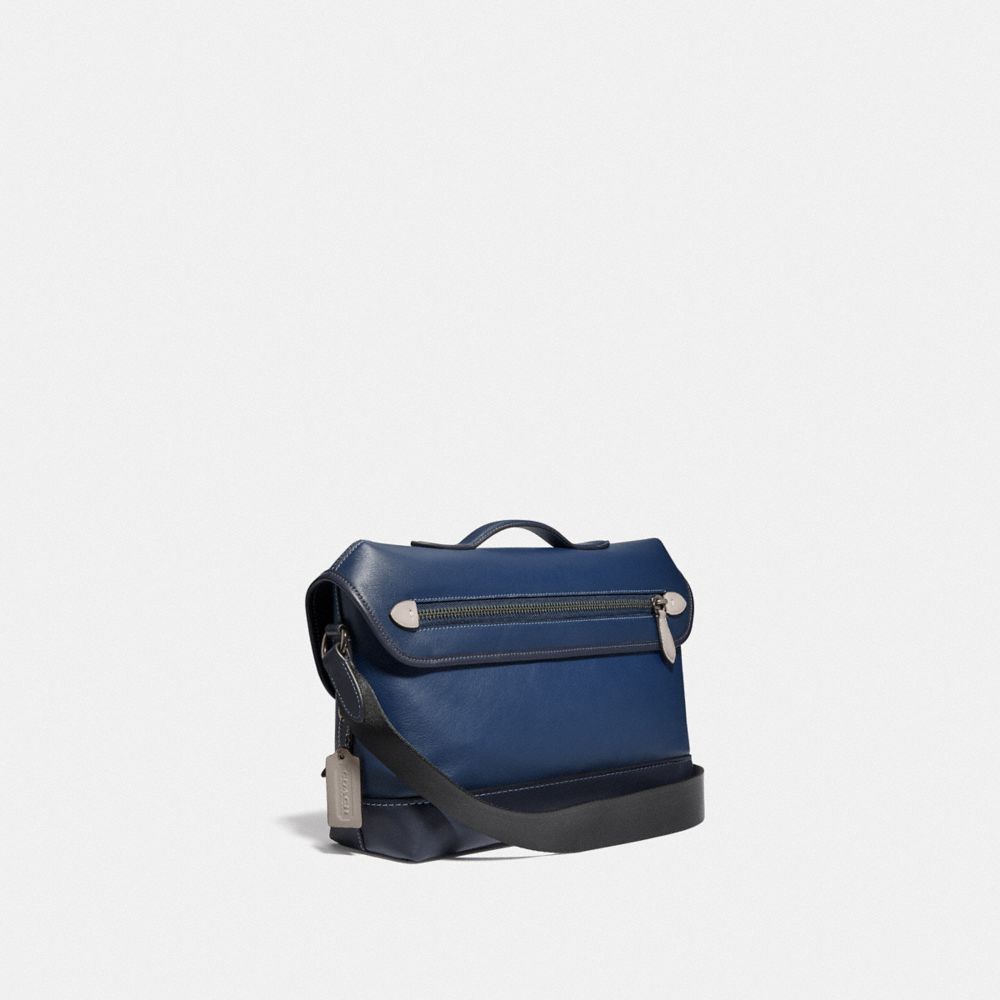 COACH®,LEAGUE BIKE BAG,Medium,Black Copper/Deep Blue Multi,Angle View