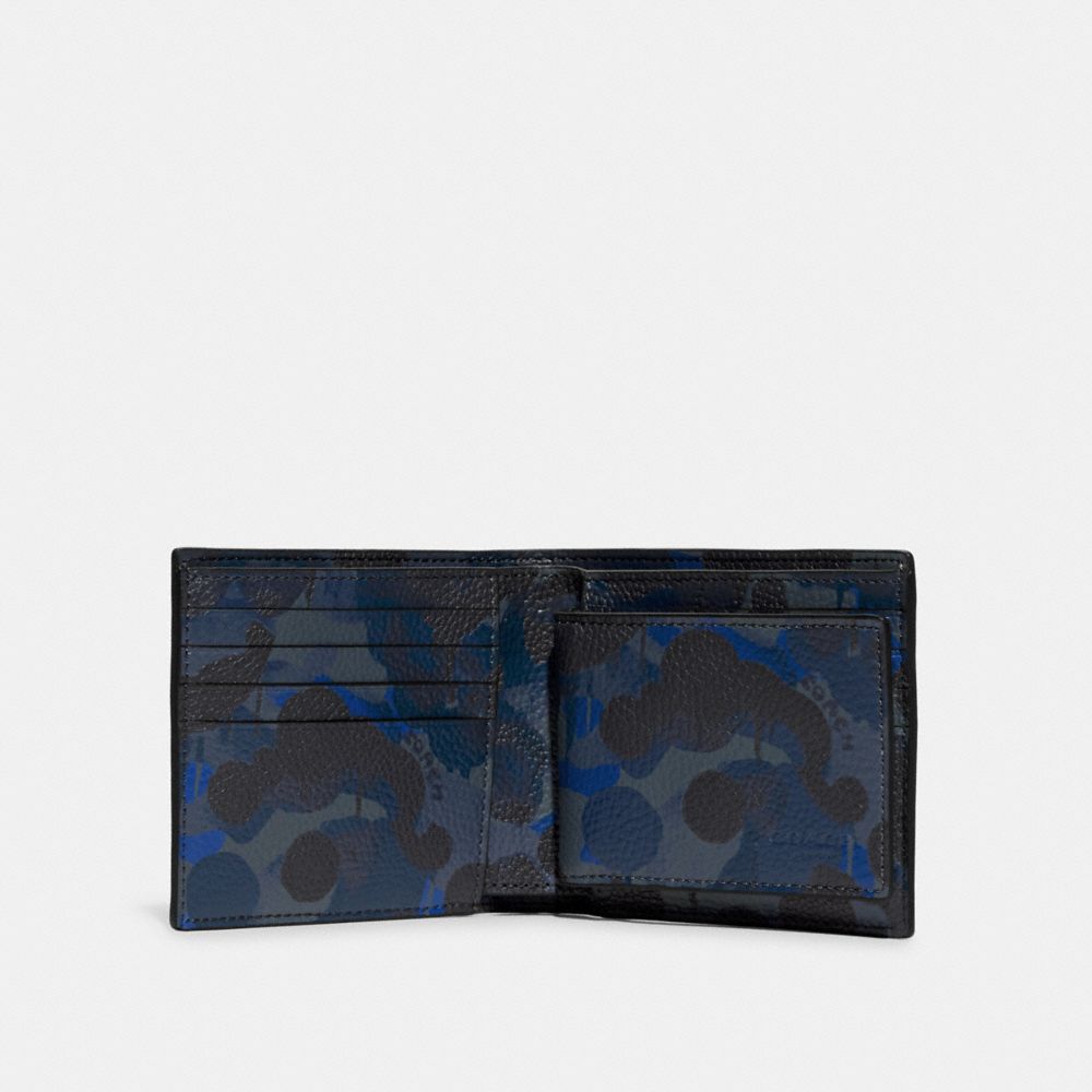 COACH®,PORTEFEUILLE 3 EN 1 AVEC IMPRIMÉ CAMOUFLAGE,Bleu/Bleu marine minuit,Inside View,Top View