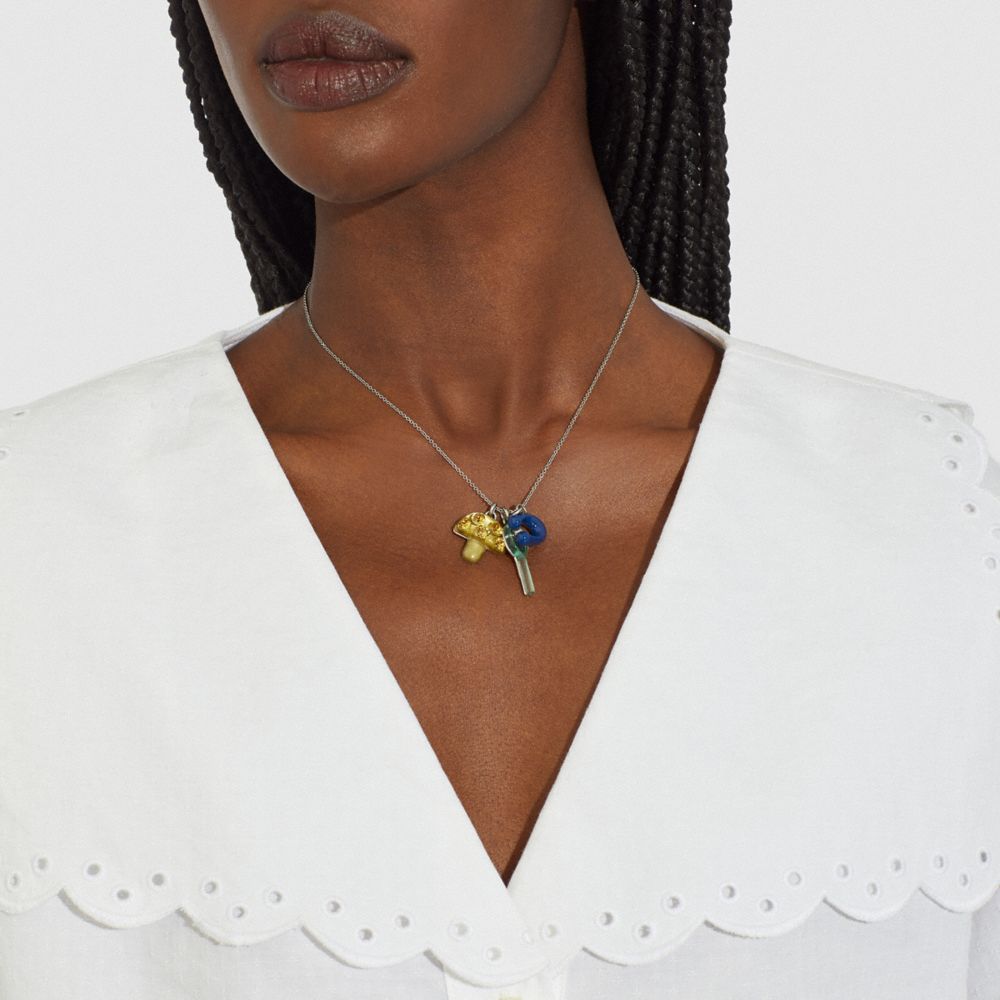 COACH®,Multi Mushroom Charm Necklace,,Detail View