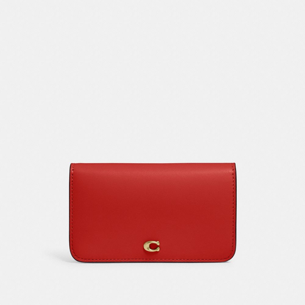 COACH Women's Flat Card Case in Pebble Leather with Sculpted C Hardware  Branding Credit Holders