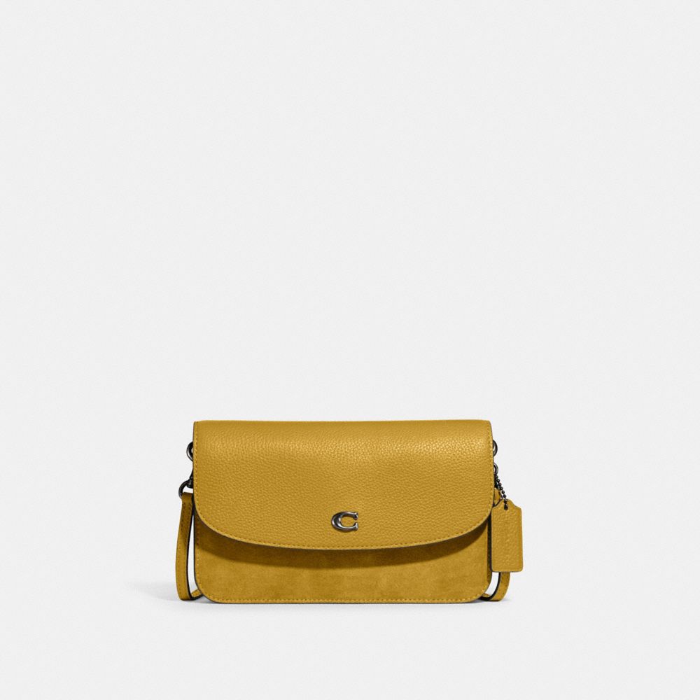 COACH®,HAYDEN CROSSBODY BAG IN COLORBLOCK,Polished Pebble Leather,Mini,Pewter/Flax,Front View image number 0