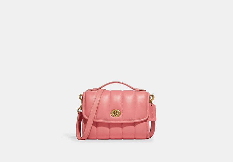 COACH®,KIP TURNLOCK CROSSBODY WITH QUILTING,Smooth Leather,Mini,Brass/Candy Pink,Front View