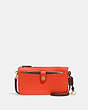 COACH®,NOA POP-UP MESSENGER IN COLORBLOCK,Pebble Leather,Mini,Brass/Red Orange Multi,Front View