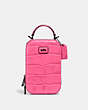 COACH®,ALIE CAMERA BAG,Embossed Leather,Mini,Pewter/Confetti Pink,Front View