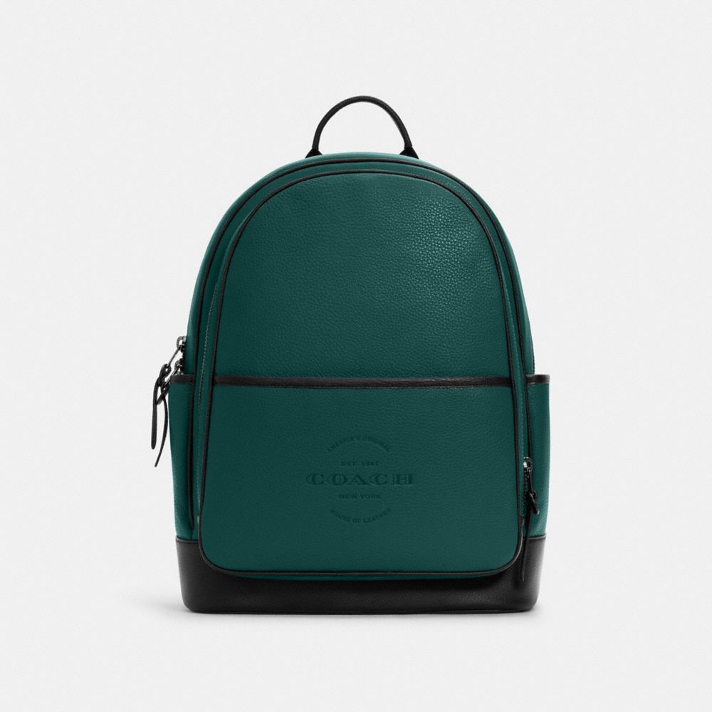 COACH®,THOMPSON BACKPACK,Large,Gunmetal/Forest,Front View