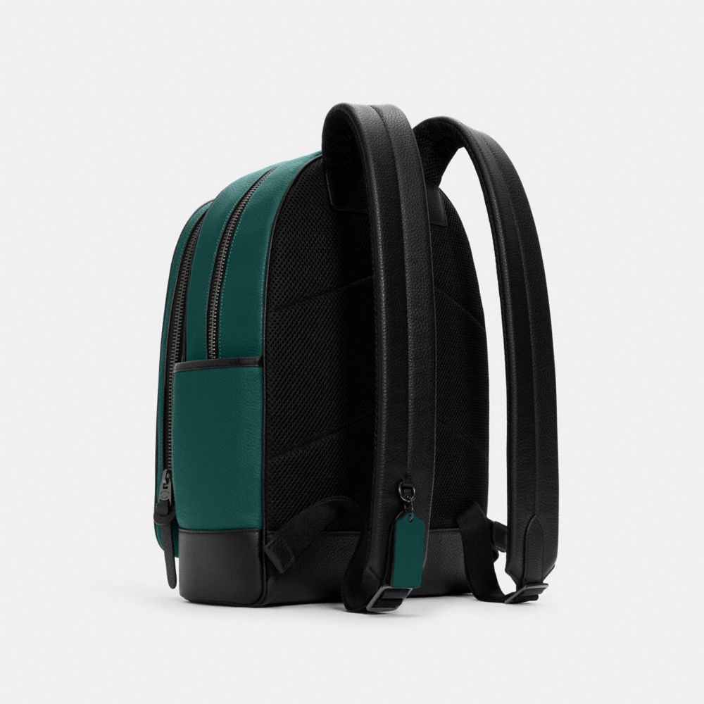 COACH®,THOMPSON BACKPACK,Large,Gunmetal/Forest,Angle View