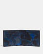 COACH®,SLIM BILLFOLD WALLET WITH CAMO PRINT,Pebble Leather,Mini,Camo,Blue/Midnight Navy,Inside View,Top View