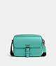COACH®,HUDSON CROSSBODY BAG,Leather,Medium,Gunmetal/Blue Green,Front View