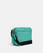 COACH®,HUDSON CROSSBODY BAG,Leather,Medium,Gunmetal/Blue Green,Angle View