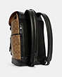 COACH®,COACH X JEAN-MICHEL BASQUIAT TRACK BACKPACK IN SIGNATURE CANVAS,Leather,Gunmetal/Khaki Multi,Angle View