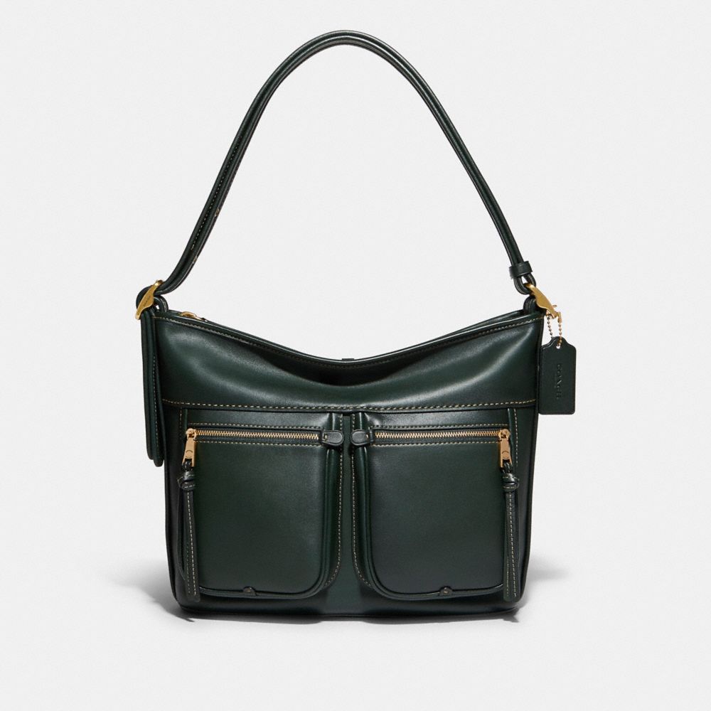Green Shoulder Leather Handbags Adjustable Strap Unique Bucket Bags