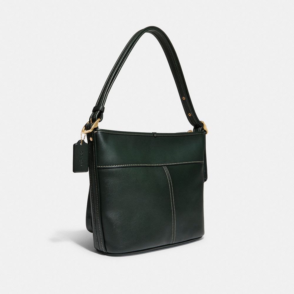 COACH®,PORTÉ-ÉPAULE ANDIE,Cuir souple,Laiton/Vert Amazone,Angle View