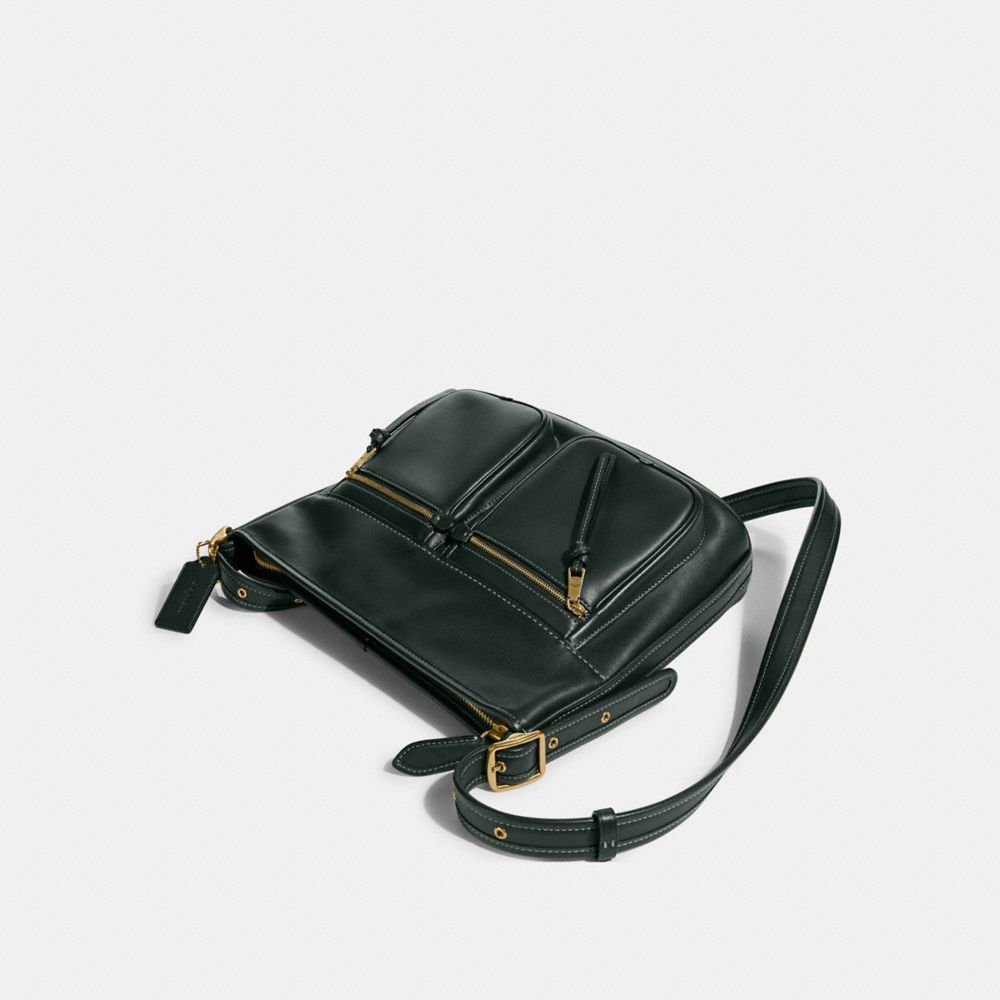 COACH®,PORTÉ-ÉPAULE ANDIE,Cuir souple,Laiton/Vert Amazone,Closer View