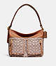 COACH®,ANDIE SHOULDER BAG IN SIGNATURE TEXTILE JACQUARD,Jacquard/Smooth Leather,Medium,Brass/Cocoa Burnished Amb,Front View