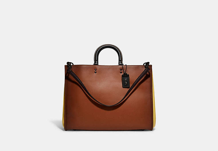 COACH®,ROGUE 39 IN COLORBLOCK,Smooth Leather,X-Large,Pewter/1941 Saddle Multi,Front View