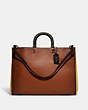 COACH®,ROGUE 39 IN COLORBLOCK,Smooth Leather,X-Large,Pewter/1941 Saddle Multi,Front View
