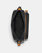COACH®,MINI EDGE DOUBLE POUCH CROSSBODY,Leather,Mini,Gunmetal/Fluo Orange,Inside View,Top View