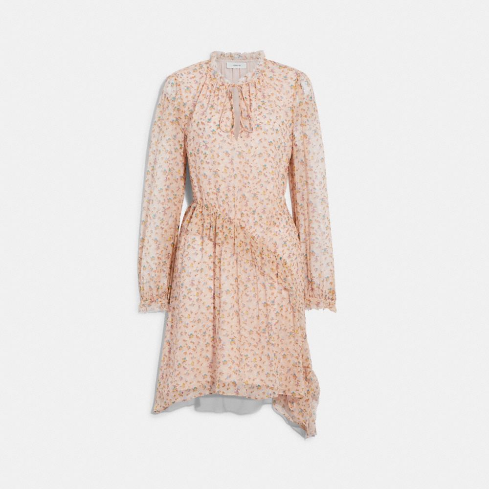 COACH®,PRINTED SHORT DAY DRESS,Pale Pink/Brown,Front View