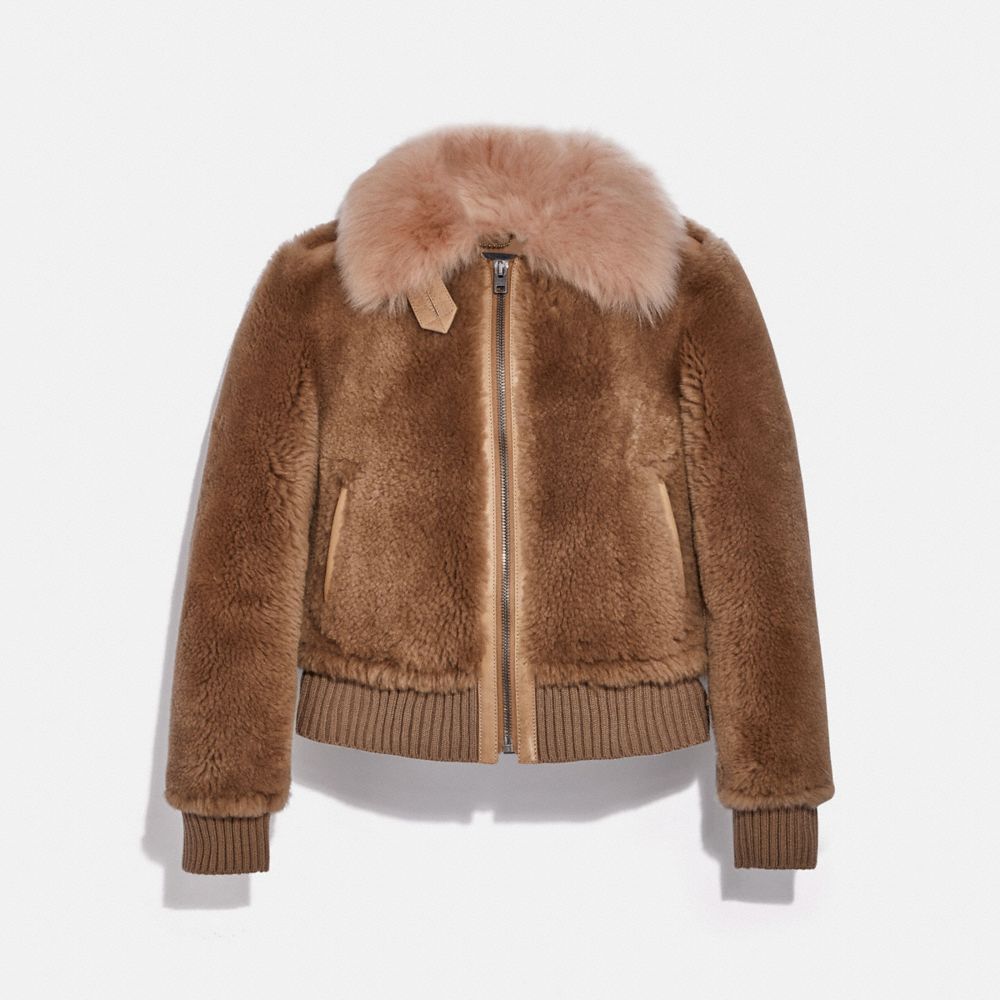 COACH®,Shearling Bomber,,Front View