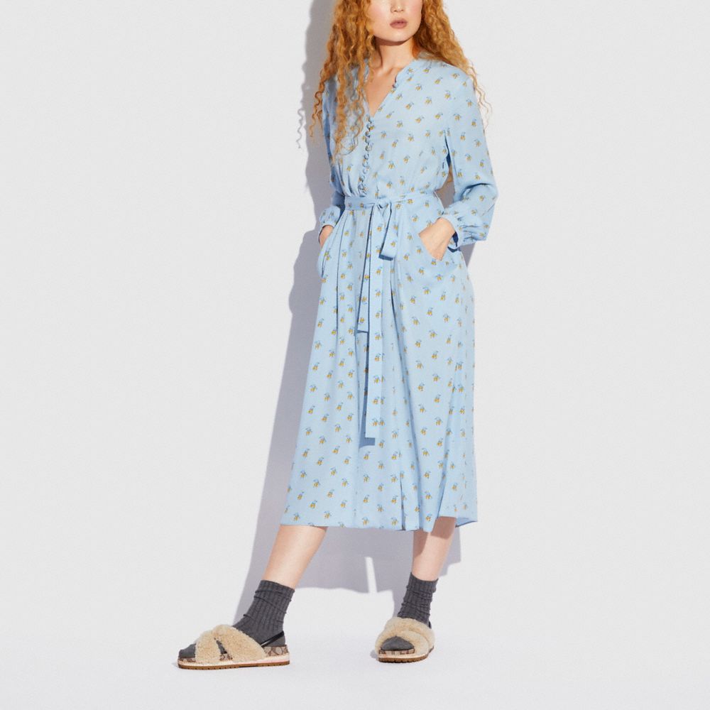 COACH®,Printed Long Sleeve Dress,,Scale View