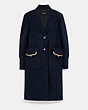 COACH®,JERSEY COAT IN RECYCLED WOOL AND RECYCLED POLYESTER,NAVY,Front View