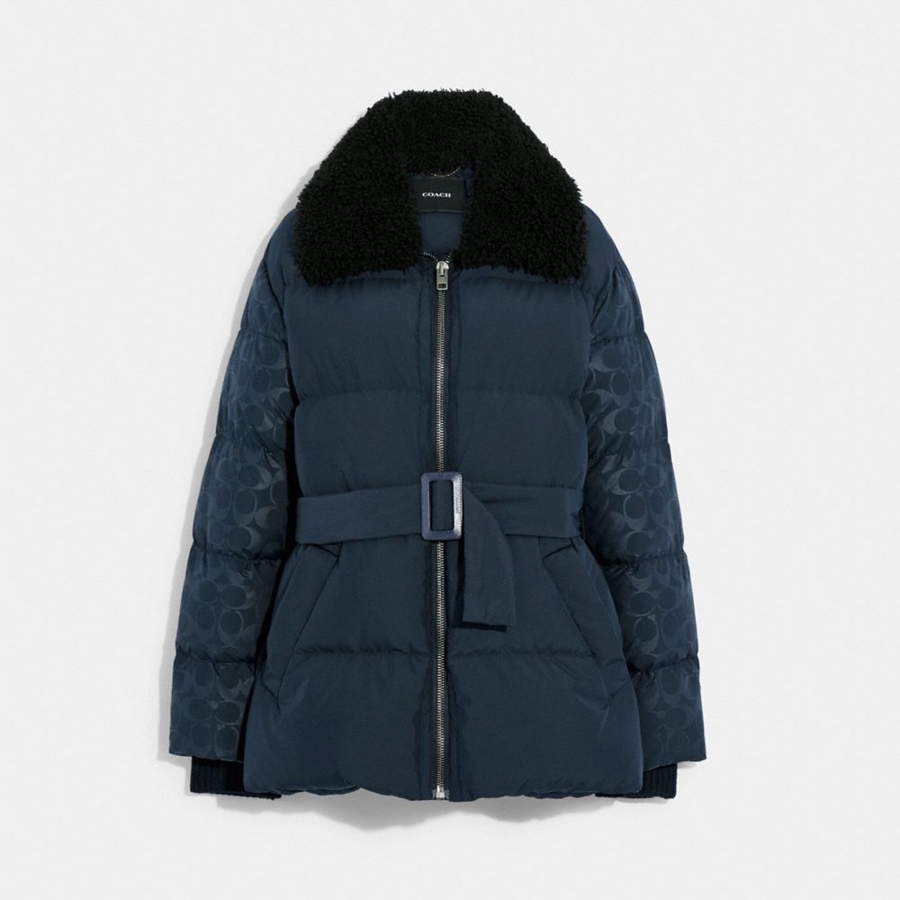 COACH®,Belted Puffer In Recycled Polyester,,Front View