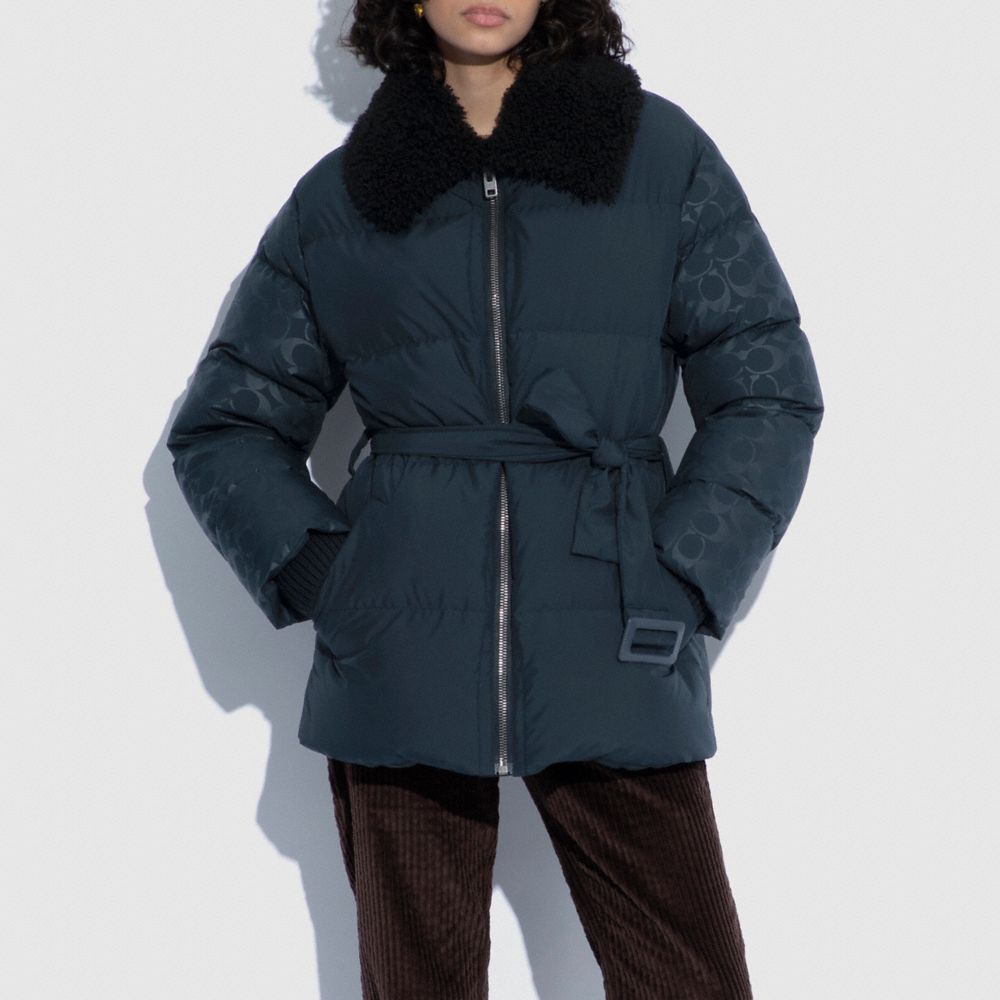 COACH®,Belted Puffer In Recycled Polyester,,Scale View
