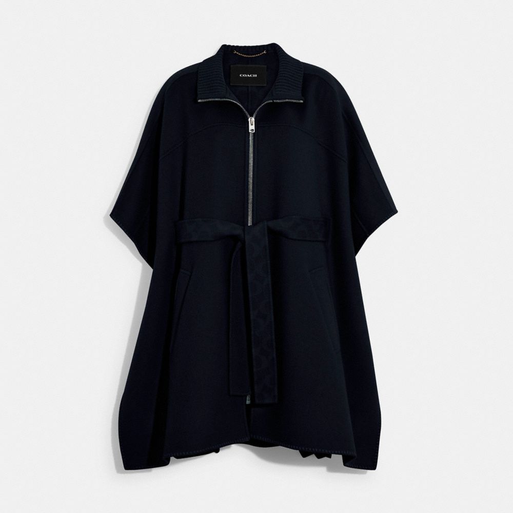 COACH®,WOOL CAPE,NAVY,Front View