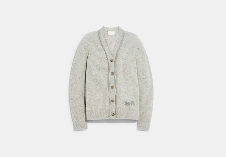 COACH®,RECYCLED CASHMERE CARDIGAN,Mixed Material,GREY,Front View