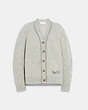 COACH®,RECYCLED CASHMERE CARDIGAN,Mixed Material,GREY,Front View