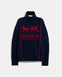 COACH®,HORSE AND CARRIAGE SWEATER,Wool/Cashmere,NAVY,Front View