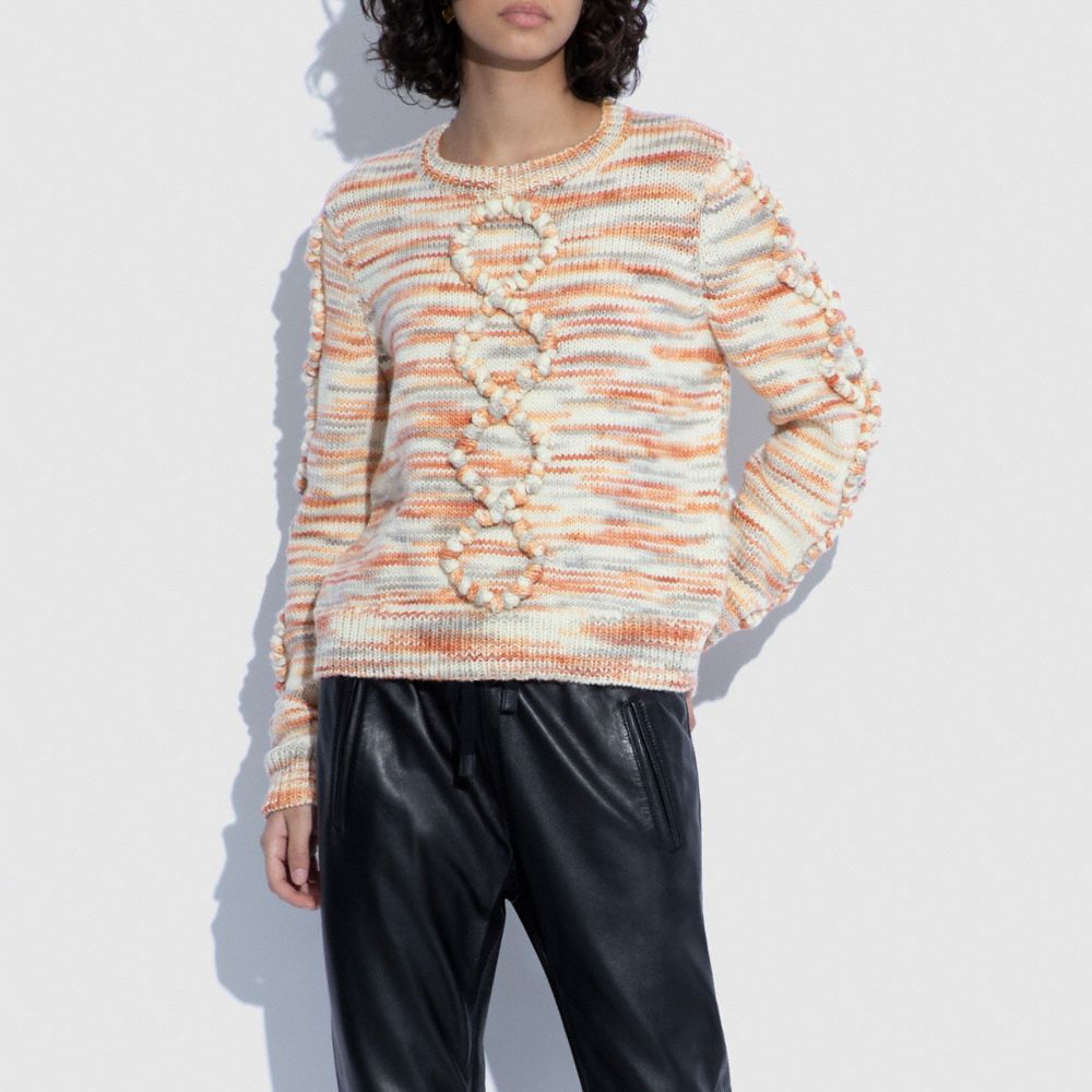 Button Shoulder Sweater - Space Dye