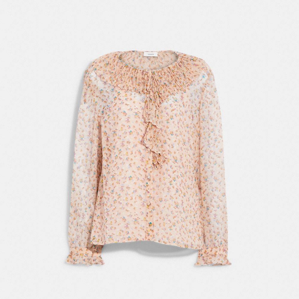 Blouse à Volants Froncés Avec Poignets à Volants Froncés
