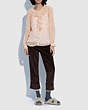 COACH®,RUFFLE BLOUSE WITH RUFFLE CUFFS,Silk,Pale Pink/Brown,Scale View