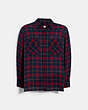 COACH®,FLANNEL SHIRT,NAVY/RED,Front View