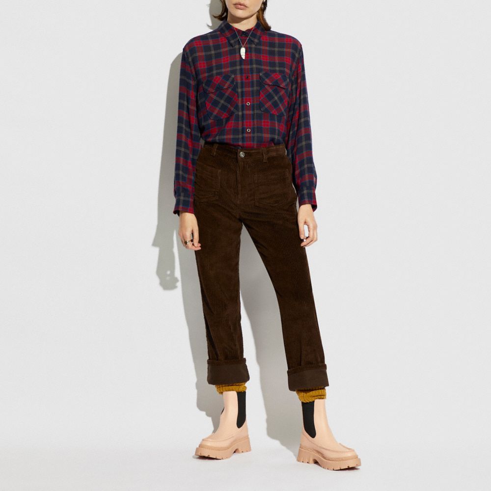 COACH®,Flannel Shirt,,Scale View