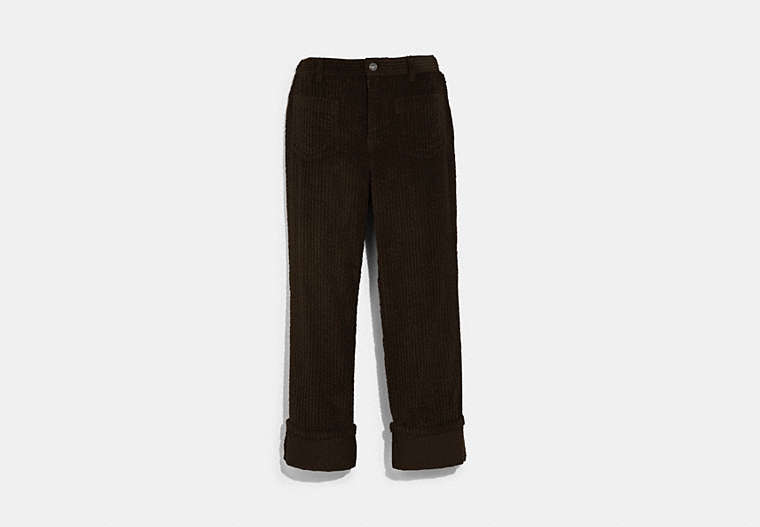 COACH®,CORDUROY PANTS,cotton,Dark Teak,Front View