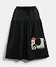 COACH®,JERSEY SKIRT WITH COVERSTITCH DETAIL,Cotton/Wool,Charcoal,Front View
