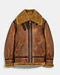 COACH®,SHEARLING JACKET,Shearling,Soft Brown,Front View