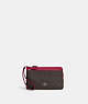COACH®,DOUBLE ZIP WALLET IN SIGNATURE CANVAS,pvc,Silver/Brown/Bright Violet,Front View