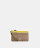 COACH®,DOUBLE ZIP WALLET IN SIGNATURE CANVAS,pvc,Mini,Silver/Khaki/Retro Yellow,Front View