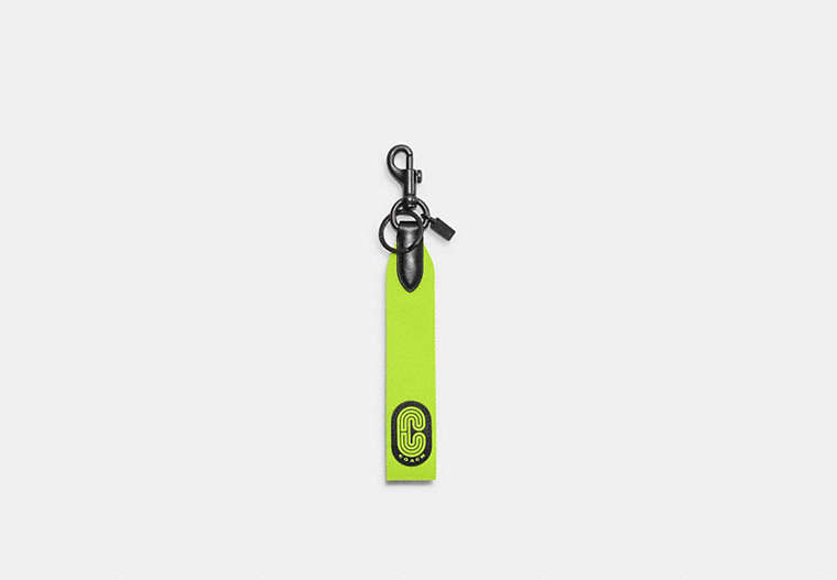 COACH®,LOOP KEY FOB,Gunmetal/Glo Lime,Front View