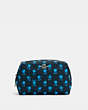 COACH®,SMALL BOXY COSMETIC CASE WITH BADLAND FLORAL PRINT,Nylon,Mini,Silver/Midnight Navy Multi,Front View