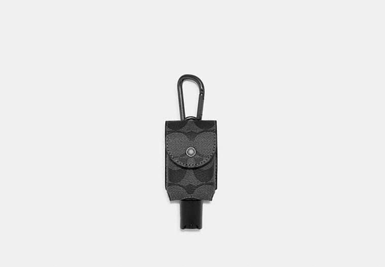 COACH®,HAND SANITIZER HOLDER IN SIGNATURE CANVAS,pvc,Gunmetal/Charcoal,Front View