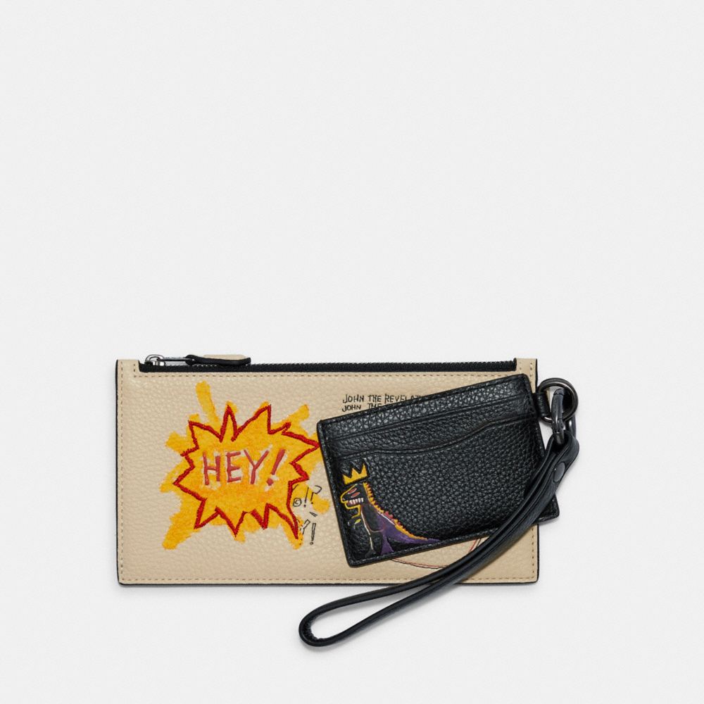 Coach X Jean Michel Basquiat Zip Card Case In Signature Canvas