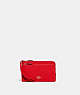 COACH®,DOUBLE ZIP WALLET,Pebbled Leather,Gold/Electric Red,Front View