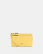 COACH®,DOUBLE ZIP WALLET,Pebbled Leather,Mini,Gold/Retro Yellow,Front View