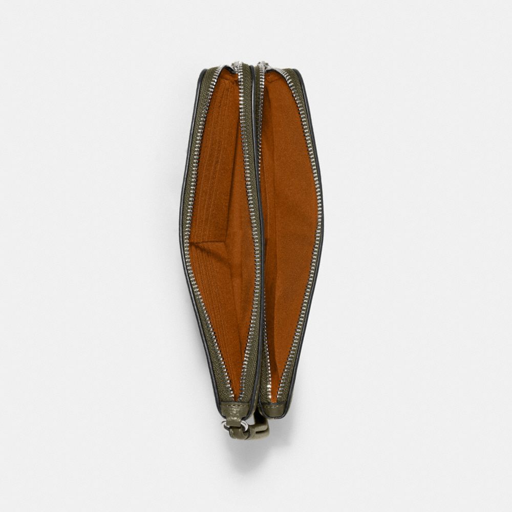 COACH®,Double Zip Wallet,Leather,Wristlet,Pouch,Casual,,Inside View,Top View